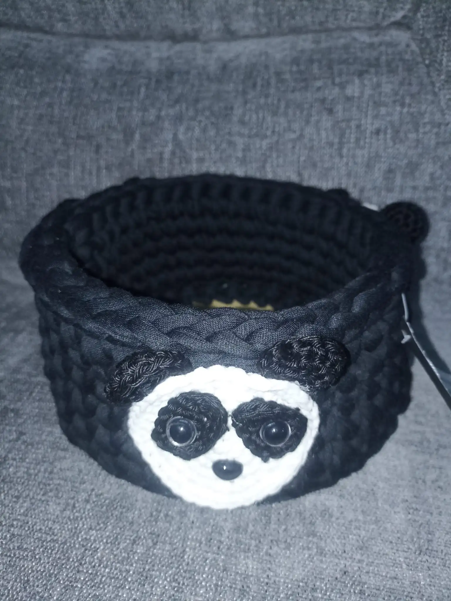 Foto 2 de 3: Cesto panda preto e branco