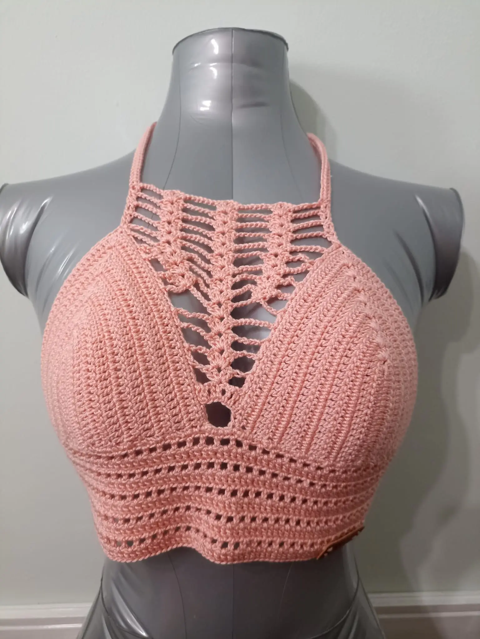 Top de croché cor de pêssego – Roupa